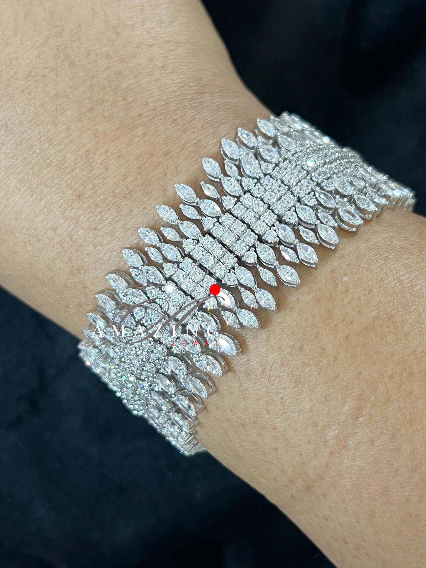 Silver Swarovski Studded Bracelet, Cubic Zirconia Bracelet, Indian Contemporary Bracelet, 925 Silver Bracelet, Bridal Jewelery, 18K Plated