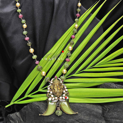 Silver Moissanite Polki Multi Colour Beads  Pendant, Indian Wedding Jewelery, Moissanite Polki Set, Tassel Pendant, Silver Pendant, Pendant