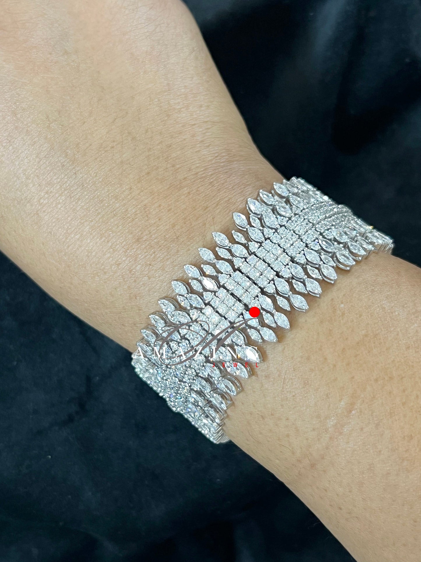 Silver Swarovski Studded Bracelet, Cubic Zirconia Bracelet, Indian Contemporary Bracelet, 925 Silver Bracelet, Bridal Jewelery, 18K Plated