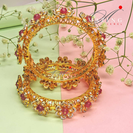 Silver Moissanite Polki Hydro Ruby Bangle, 925 Bangle, Bridal Polki Bangle, Indian Traditional Bangle, Wedding Bangle, Bridal Jewellery