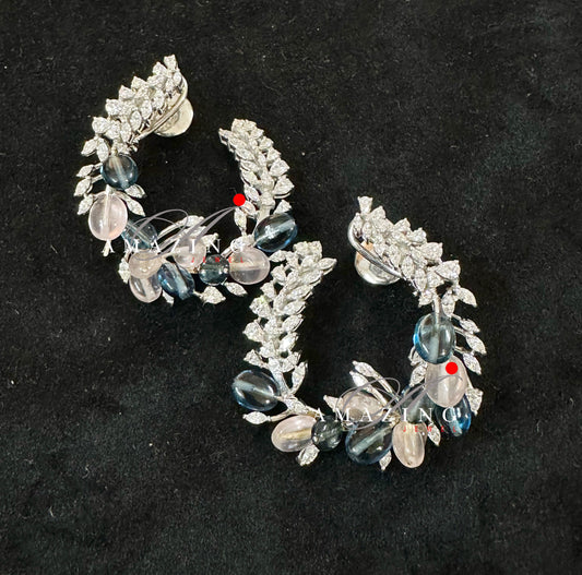 Silver Swarovski Cubic Zirconia Earring Studs, Bridal Jewelery, Wedding Jewelery, 925 Silver Earring Statement Jewelery, Earrings, Hoops