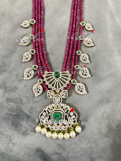 Silver Swarovski & Ruby Beads Set, Wedding Jewellery, Contemporary Jewellery, Bridal Jewellery, 925 Sterling Silver Necklace, Beads Necklace