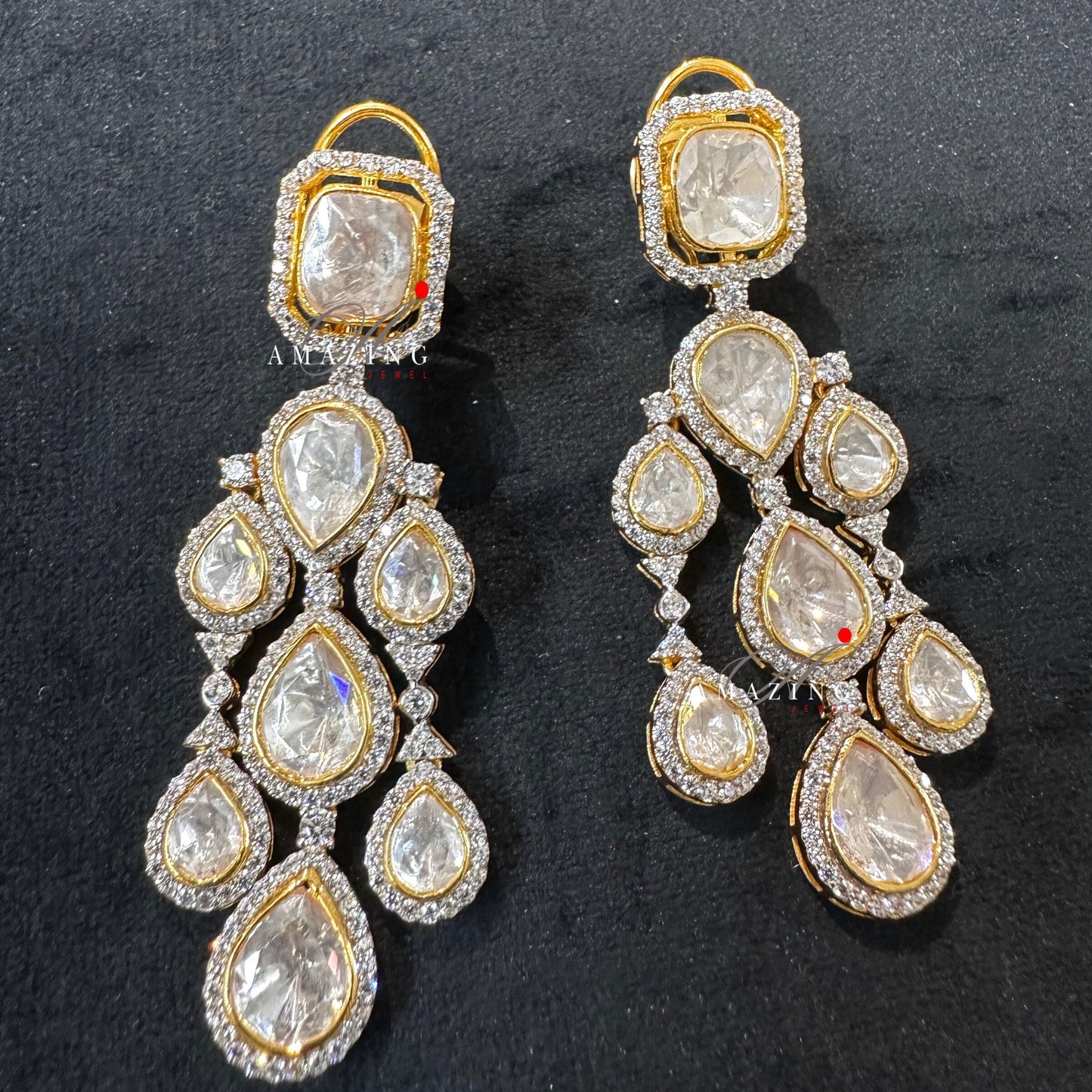 Silver Moissanite Polki Earring, Moissanite Kundan Earring, Silver Earring, Bridal Jewellery, Earring, Women Jewellery, Traditional Jewel