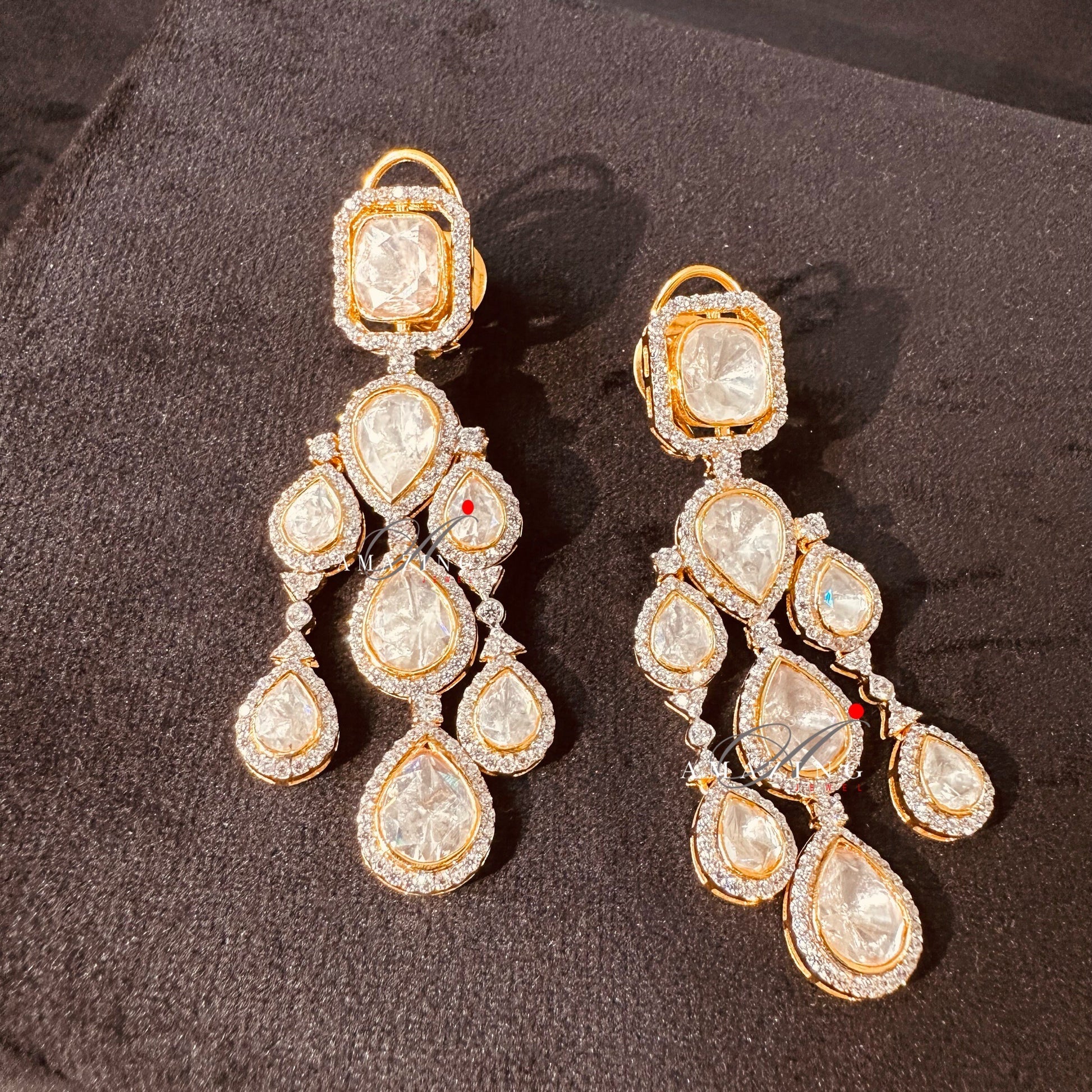 Silver Moissanite Polki Earring, Moissanite Kundan Earring, Silver Earring, Bridal Jewellery, Earring, Women Jewellery, Traditional Jewel