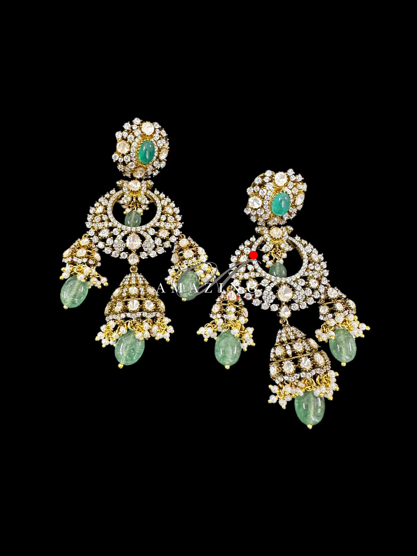 Silver Moissanite Polki Swarovski Stones Earring, Kundan Earring, Bridal Jewelery, South Indian Jewellery, 925 Silver Uncut Oxidised Earring