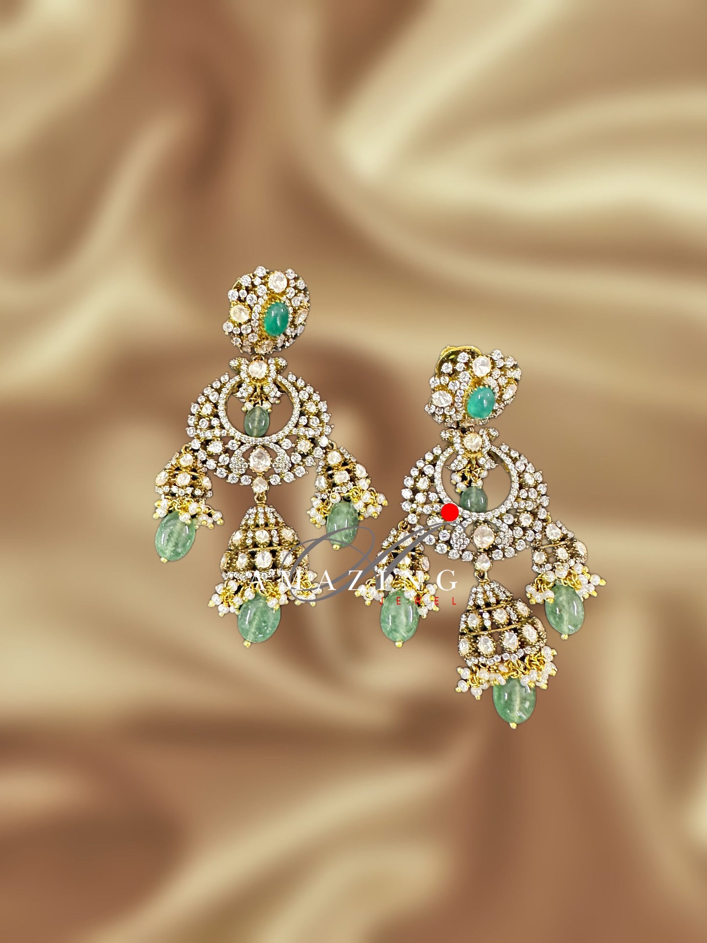 Silver Moissanite Polki Swarovski Stones Earring, Kundan Earring, Bridal Jewelery, South Indian Jewellery, 925 Silver Uncut Oxidised Earring