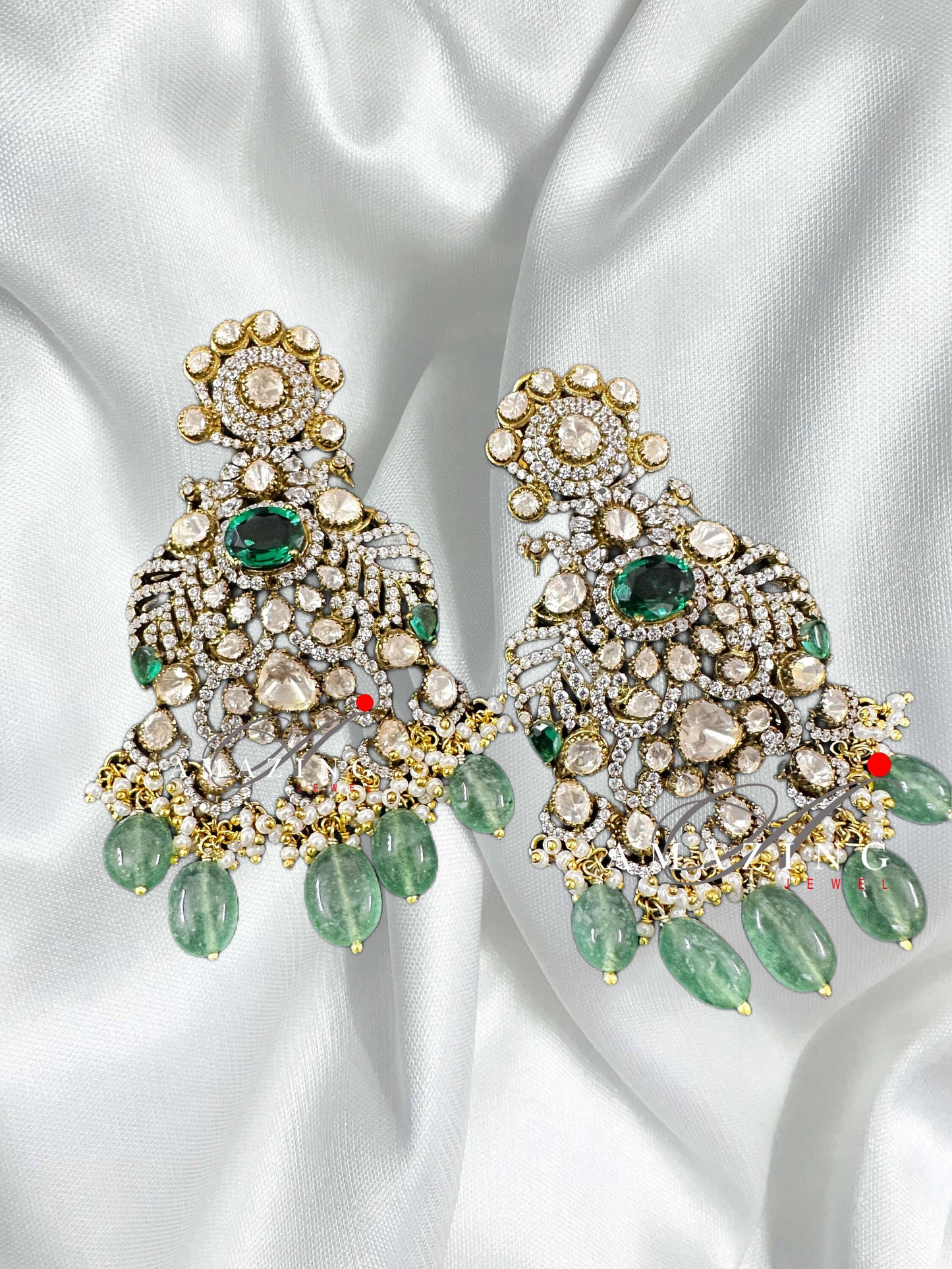 Silver Moissanite Polki Swarovski Stones Earring, Kundan Earring, Bridal Jewelery, South Indian Jewellery, 925 Silver Uncut Oxidised Earring