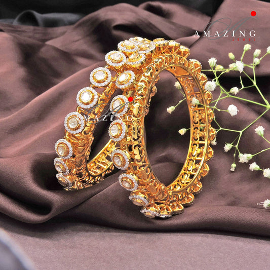 Silver Moissanite Polki Bangle,Indian Traditional Bangle,Wedding Polki Bangle,Bridal Bangle,Indian Jewelery,Openable Bangle,Statement Bangle